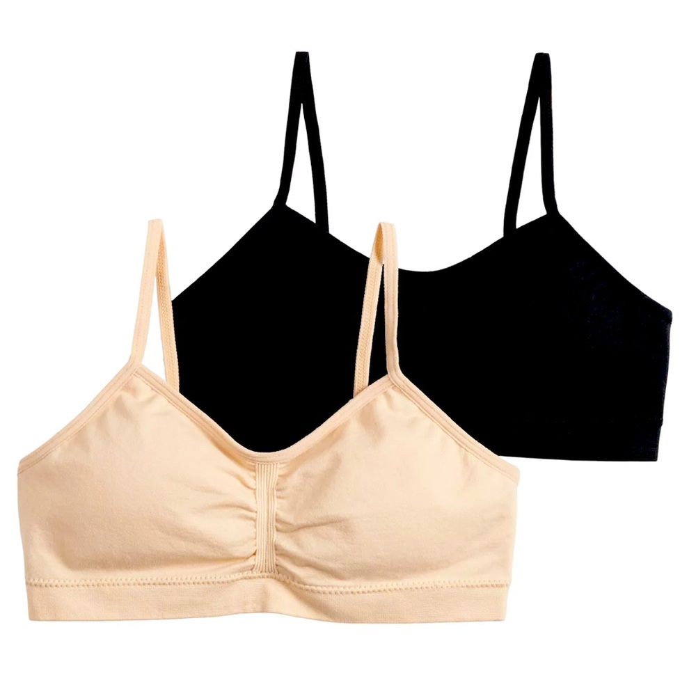 Juniors Girls XL Maidenform® 2-pk. Seamless Ruched Cropped Bras black and nude